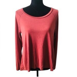 American Eagle Women’s Terracotta Orange Long Sleeve Ruffle Back Top Small